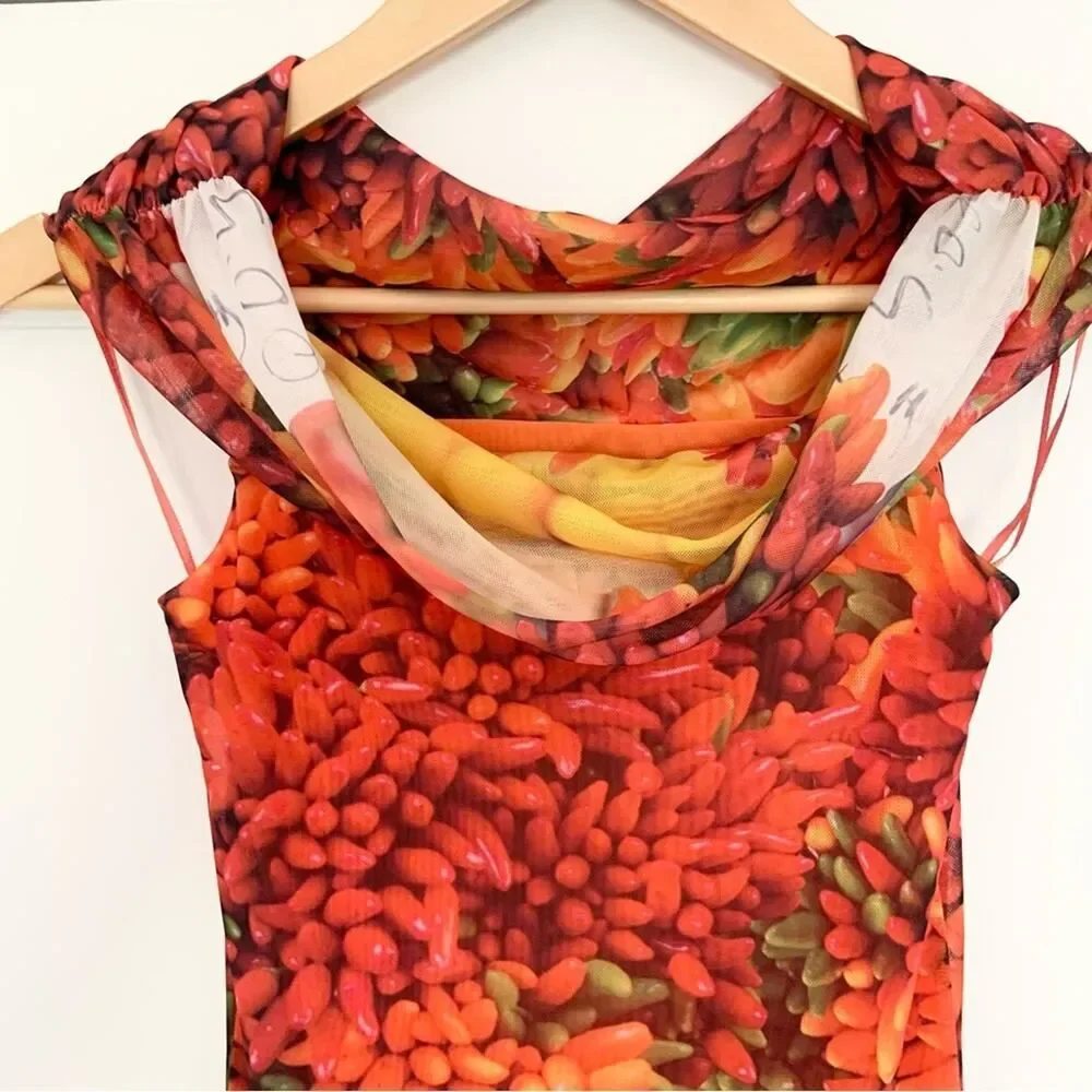 Zara Off Shoulder Dress Chili Pepper Bodycon Dress Small Vacation NWT - Picture 4 of 12